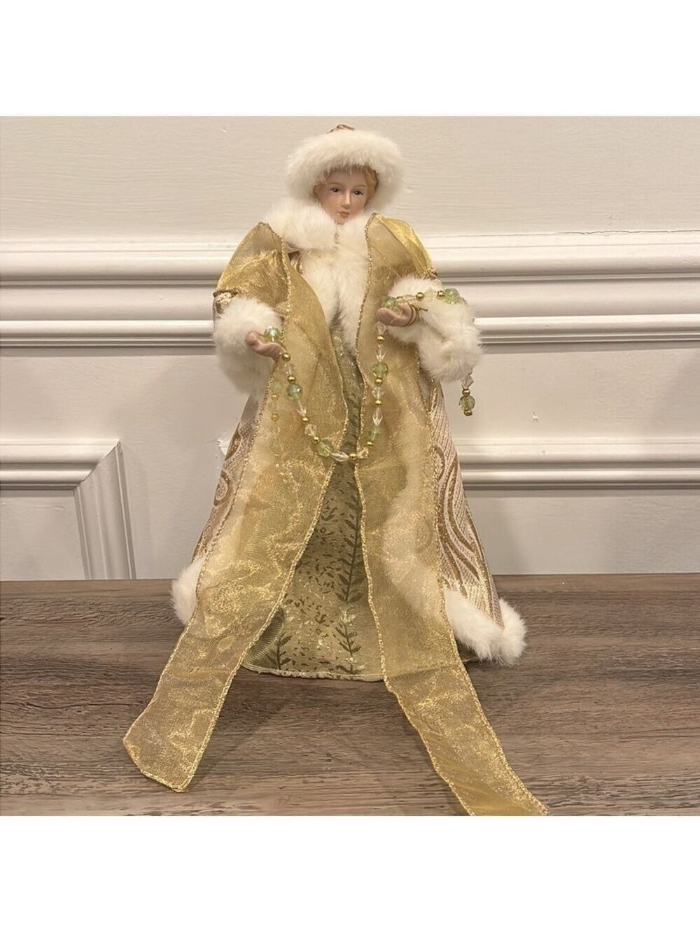 Vintage Victorian Golden Angel Tree Topper Christmas Tree Topper